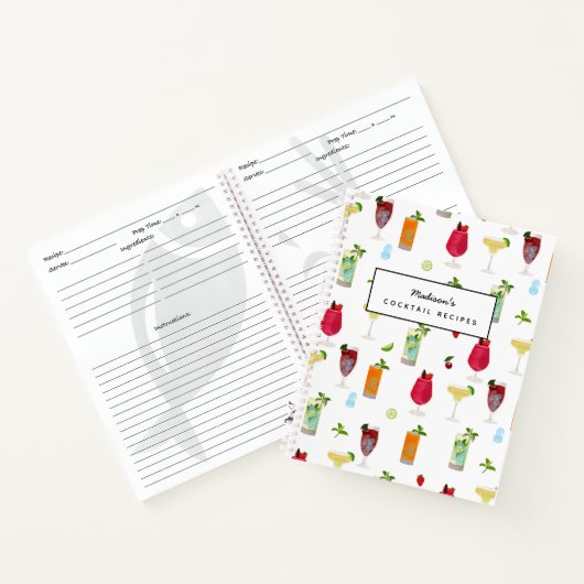 Cocktails Party Drinks Rezept Notizblock (Innenseite)