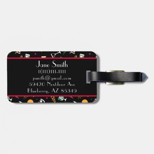 Cocktails Party Pattern Gepäckanhänger (Rückseite horizontal)
