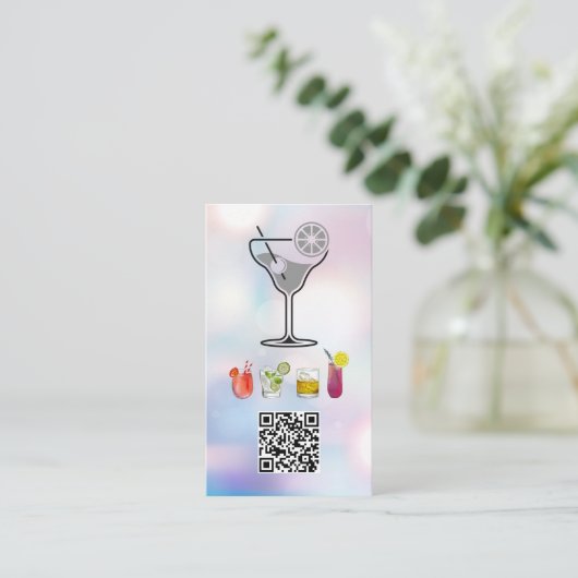 Cocktails | QR-Code | Barkeeper Visitenkarte (Stehend Vorderseite)