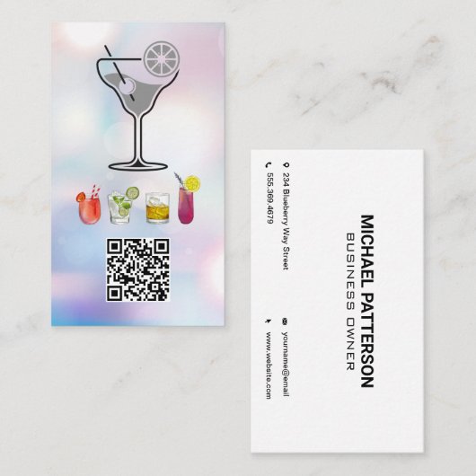 Cocktails | QR-Code | Barkeeper Visitenkarte (Vorne/Hinten)