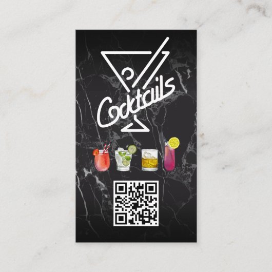 Cocktails | QR-Code | Benutzerdefiniert hinzufügen Visitenkarte (Vorderseite)