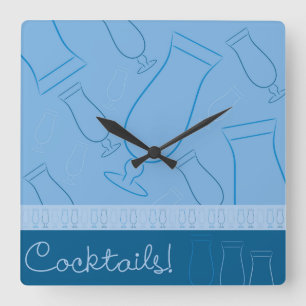 Cocktails! Quadratische Wanduhr