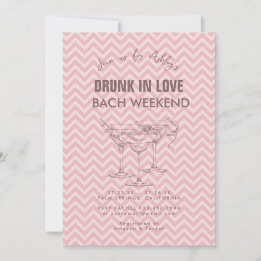 Cocktails Retro Bachelorette Wochenende Einladung (Vorderseite)
