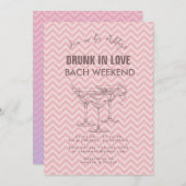 Cocktails Retro Bachelorette Wochenende Einladung (Vorne/Hinten)