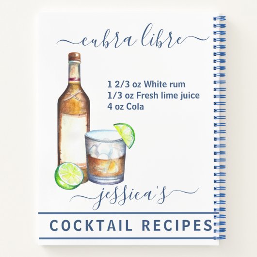 Cocktails Rezept gemischte Getränke Rum Notizblock (Rückseite)