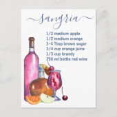 Cocktails Rezept gemischte Getränke Sangria Po Postkarte (Vorderseite)