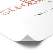 "Cocktails" Rose Gold Wedding Sign Poster (Ecke)