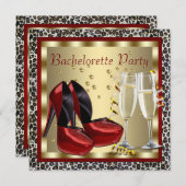 Cocktails Rote High Heel Schuhe Leopard Bacheloret Einladung (Vorne/Hinten)