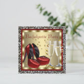 Cocktails Rote High Heel Schuhe Leopard Bacheloret Einladung (Stehend Vorderseite)