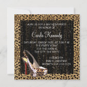 Cocktails Roter Leopard Schuhe Geburtstag Einladung (Rückseite)
