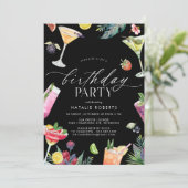 Cocktails | Spaß in jedem Alter Frauen Geburtstag Einladung (Stehend Vorderseite)