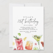 Cocktails | Spaß Niedlich 21. Geburtstag Party Einladung (Vorderseite)