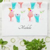 Cocktails trinken Muster Name Geschirrtuch (Gefaltet)