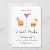 Cocktails trinken virtuelles Party Einladung (Vorderseite)