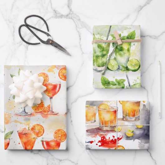 Cocktails um 7:00 Uhr Geschenkpapier Set (Vorderseite)