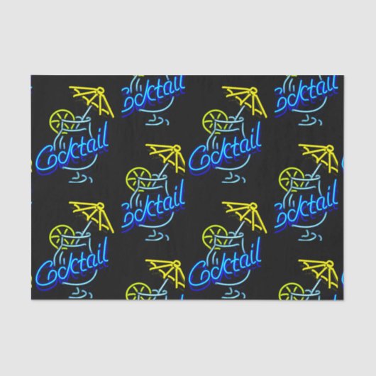 Cocktails Umbrella Drink Neon Sign Seidenpapier (Vorderseite)