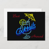 Cocktails Umbrella Drink Neon Unterschreiben Postkarte (Vorne/Hinten)
