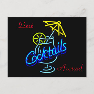 Cocktails Umbrella Drink Neon Unterschreiben Postkarte