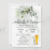 Cocktails und Brassen Dusche Eukalyptus Grüne Einladung (Vorderseite)