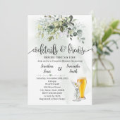 Cocktails und Brassen Dusche Eukalyptus Grüne Einladung (Stehend Vorderseite)