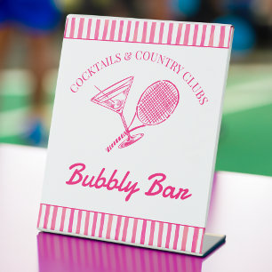 Cocktails und Country Clubs Tennis Bachelorette Sockelschild