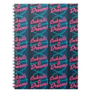 Cocktails und Dreams Neon Sign Muster Notebook Notizblock