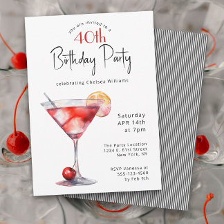 Cocktails und Fun 40. Geburtstag Party Einladung