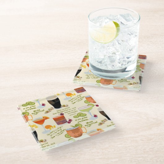 Cocktails und Gespräche Glasuntersetzer (Schrägansicht)