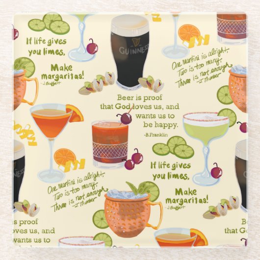 Cocktails und Gespräche Glasuntersetzer (Vorderseite)