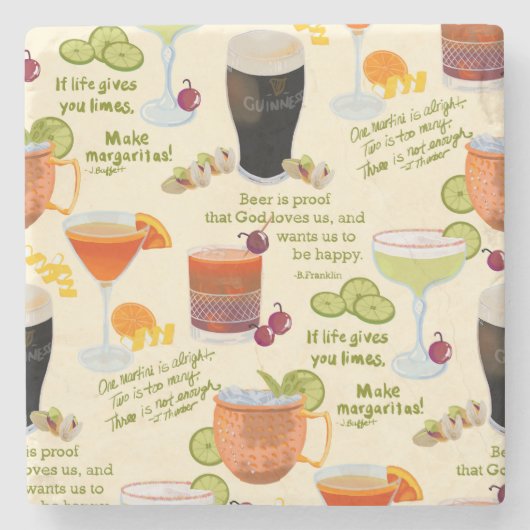 Cocktails und Gespräche Steinuntersetzer (Vorderseite)