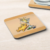 Cocktails und Kittens Gold Funny Untersetzer (Linke Seite)