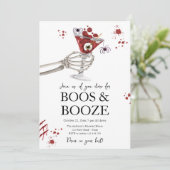 Cocktails und Kostüme Boos Booze Adult Halloween Einladung (Stehend Vorderseite)