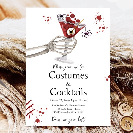Cocktails und Kostüme Boos Booze Adult Halloween Einladung