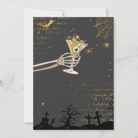 Cocktails und Kostüme Brews Boos Booze Halloween Einladung (Rückseite)