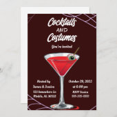 Cocktails und Kostüme Halloween-Party Einladung (Vorne/Hinten)