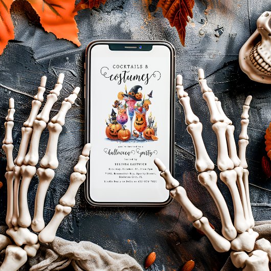 Cocktails und Kostüme Halloween-Party Einladung