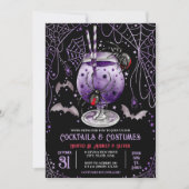 Cocktails und Kostüme Halloween Schwarze Witwe Einladung (Vorderseite)