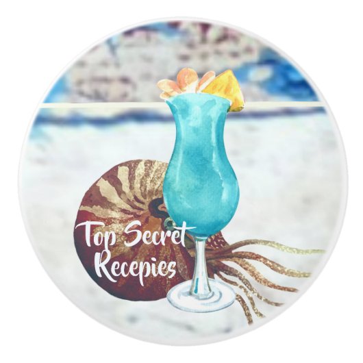 Cocktails und Nautilus im Wasserfarbenstil  Keramikknauf (Vorderseite)