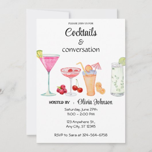 Cocktails und Party für Gespräche Einladung (Vorderseite)