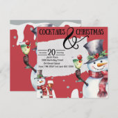 Cocktails und Weihnachtsschneemänner mit Getränken Einladung (Vorne/Hinten)