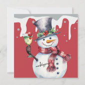 Cocktails und Weihnachtsschneemänner mit Getränken Einladung (Rückseite)