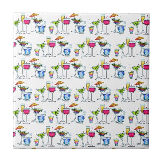 COCKTAILS UP GLAS-FLIESE - UNTERSETZER - TRIVET (Vorderseite)