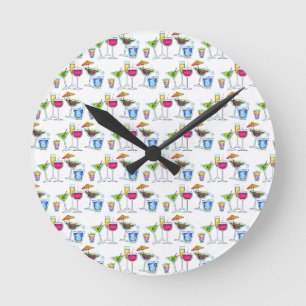 COCKTAILS UP WALL CLOCK RUNDE WANDUHR