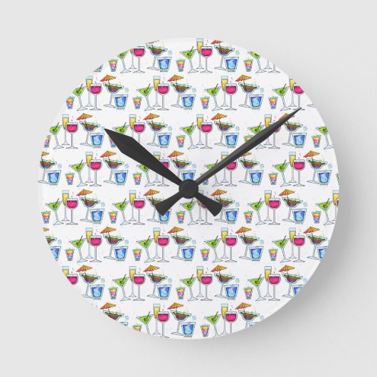 COCKTAILS UP WALL CLOCK RUNDE WANDUHR (Vorderseite)