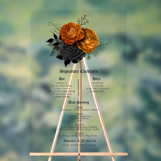 Cocktails von Shabby Orange und Black Gothic Signa Acrylschild (Neutral)