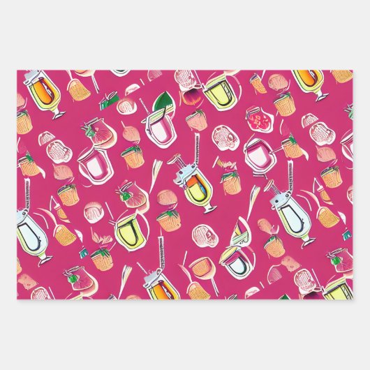 Cocktails Wrapping Paper Geschenkpapier Set (Vorderseite 3)