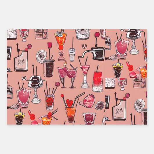 Cocktails Wrapping Paper Geschenkpapier Set (Vorderseite 2)