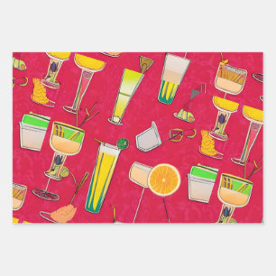 Cocktails Wrapping Paper Geschenkpapier Set