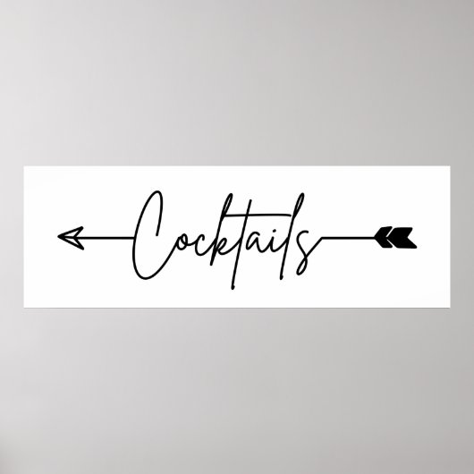 Cocktails-Zeichen Richtung Hochzeitszeichen Poster (Vorne)