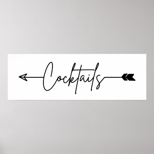 Cocktails-Zeichen Richtung Hochzeitszeichen Poster (Vorne)